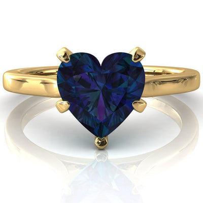 Darci Heart Alexandrite 5 Prong Cathedral Solitaire Engagement Ring-FIRE & BRILLIANCE