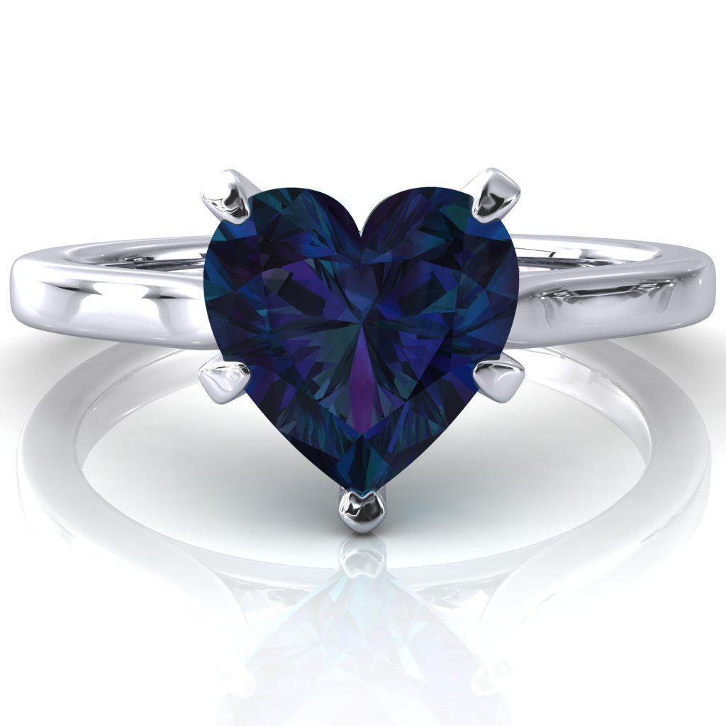 Darci Heart Alexandrite 5 Prong Cathedral Solitaire Engagement Ring-FIRE & BRILLIANCE