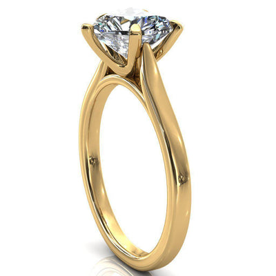 Darci Heart Moissanite 5 Prong Cathedral Solitaire Engagement Ring-FIRE & BRILLIANCE