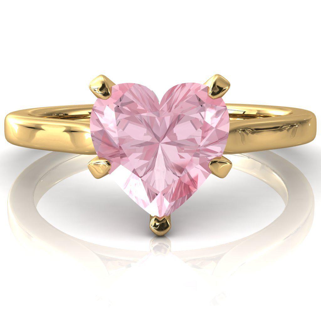 Darci Heart Pink Sapphire 5 Prong Cathedral Solitaire Engagement Ring-FIRE & BRILLIANCE