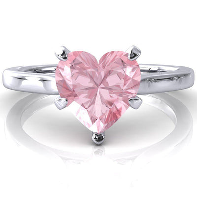 Darci Heart Pink Sapphire 5 Prong Cathedral Solitaire Engagement Ring-FIRE & BRILLIANCE