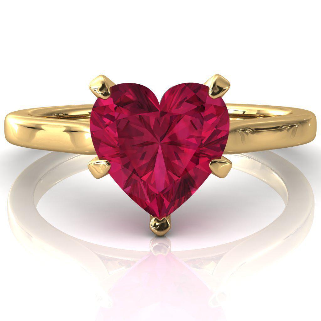 Darci Heart Ruby 5 Prong Cathedral Solitaire Engagement Ring-FIRE & BRILLIANCE