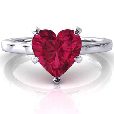 Darci Heart Ruby 5 Prong Cathedral Solitaire Engagement Ring-FIRE & BRILLIANCE