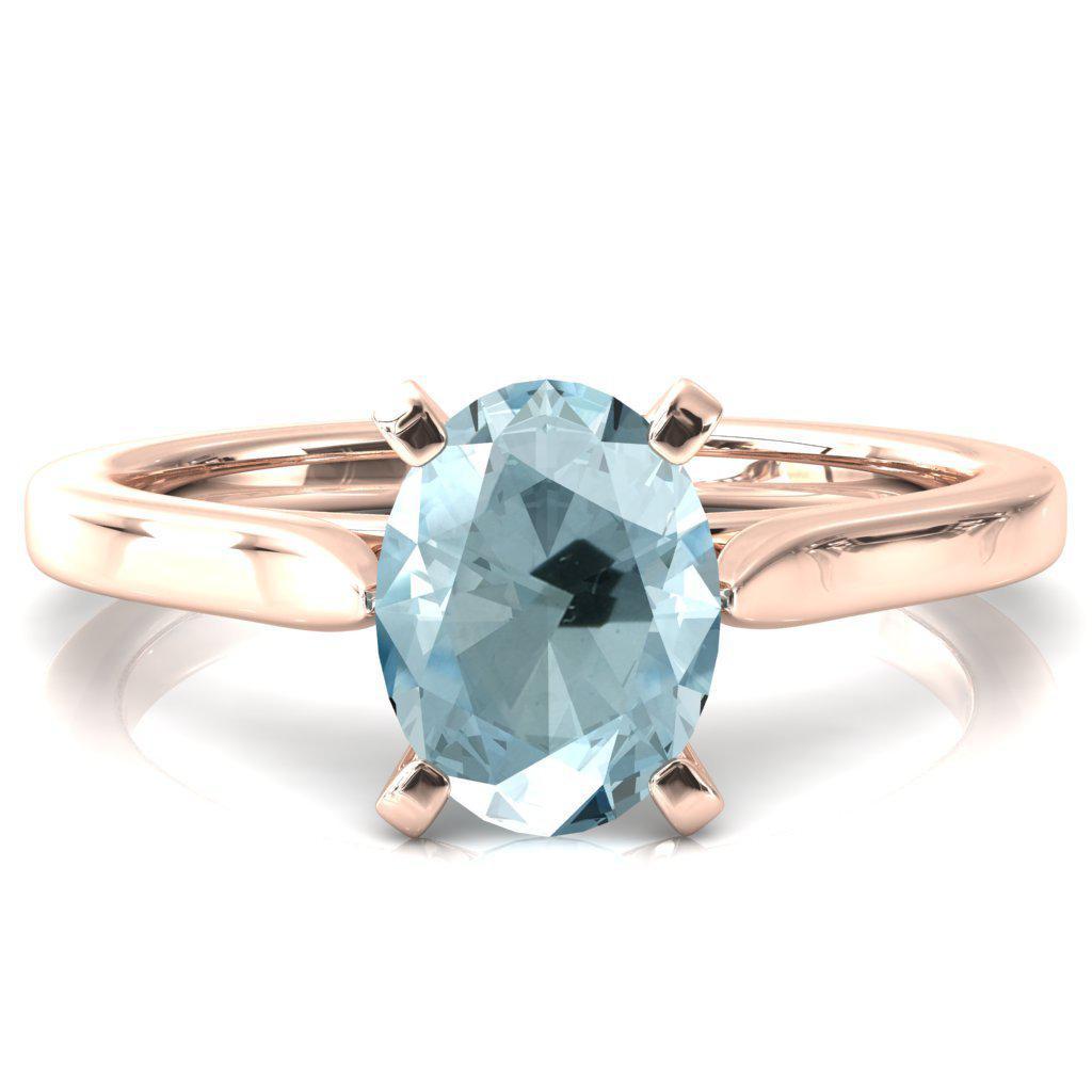 Darci Oval Aqua Blue Spinel 4 Prong Cathedral Solitaire Engagement Ring-FIRE & BRILLIANCE