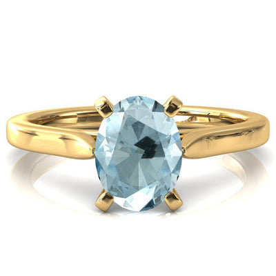 Darci Oval Aqua Blue Spinel 4 Prong Cathedral Solitaire Engagement Ring-FIRE & BRILLIANCE