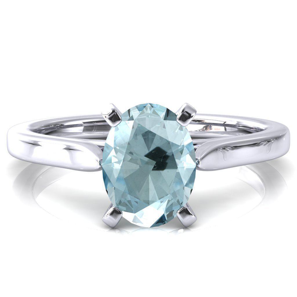 Darci Oval Aqua Blue Spinel 4 Prong Cathedral Solitaire Engagement Ring-FIRE & BRILLIANCE