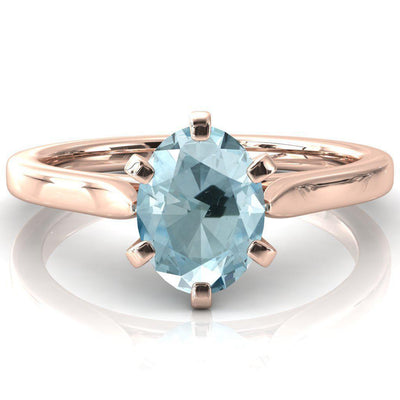 Darci Oval Aqua Blue Spinel 6 Prong Cathedral Solitaire Engagement Ring-FIRE & BRILLIANCE