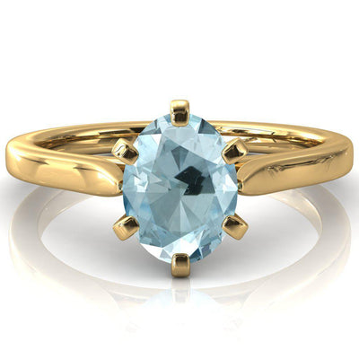 Darci Oval Aqua Blue Spinel 6 Prong Cathedral Solitaire Engagement Ring-FIRE & BRILLIANCE