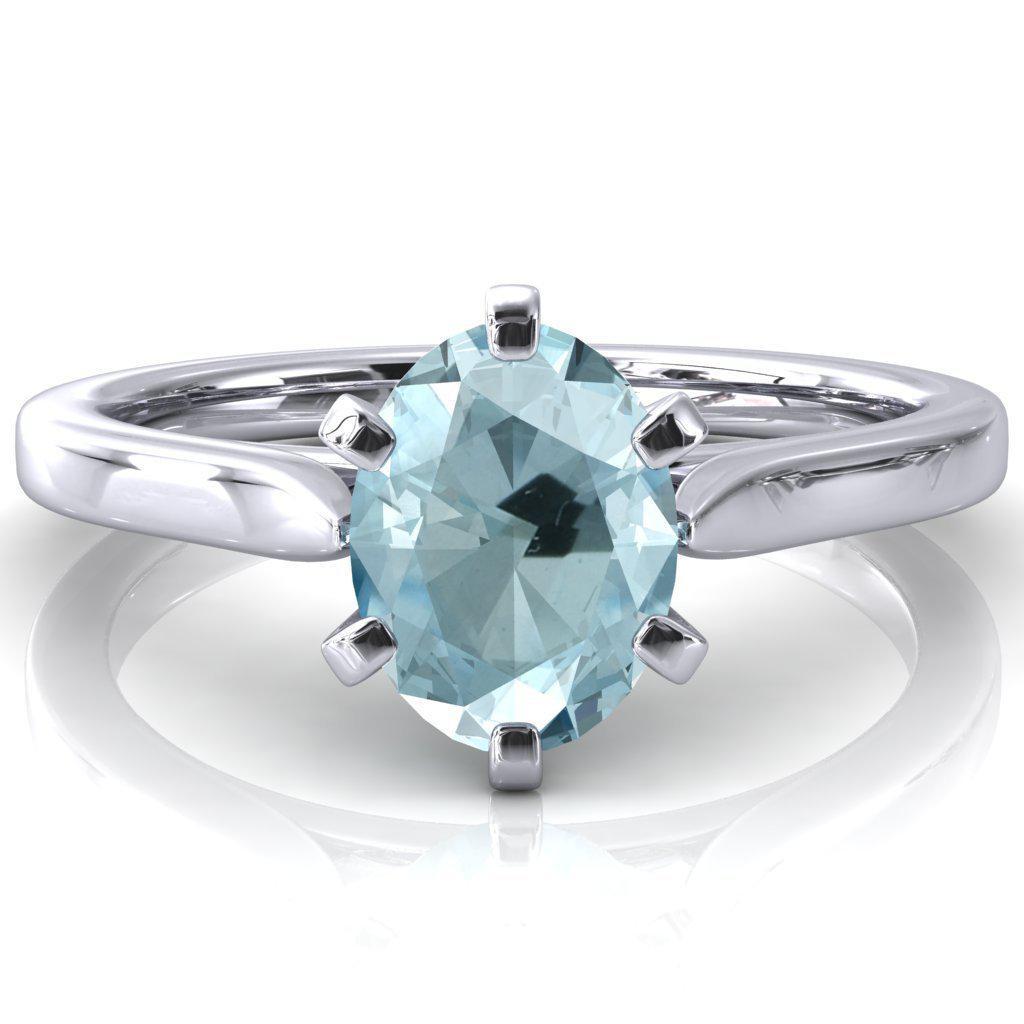Darci Oval Aqua Blue Spinel 6 Prong Cathedral Solitaire Engagement Ring-FIRE & BRILLIANCE