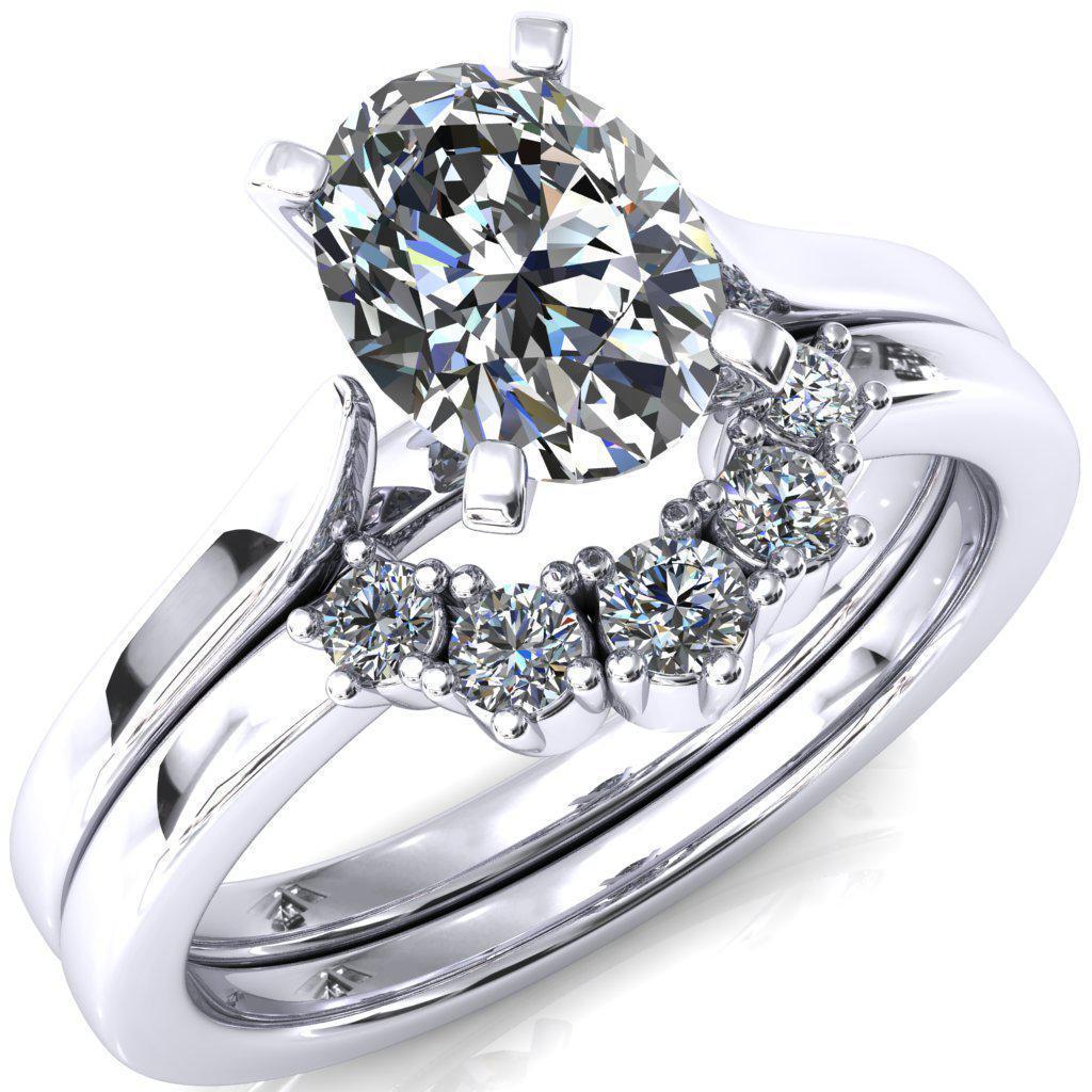 Darci Oval Moissanite 4 Prong Cathedral Solitaire Engagement Ring-FIRE & BRILLIANCE