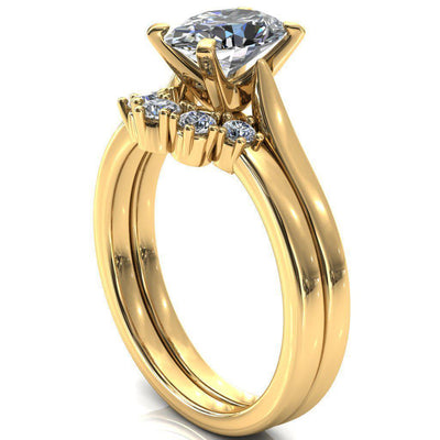 Darci Oval Moissanite 4 Prong Cathedral Solitaire Engagement Ring-FIRE & BRILLIANCE