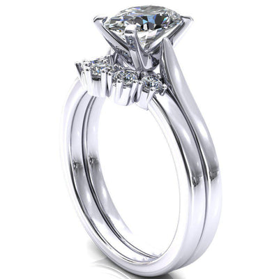 Darci Oval Moissanite 4 Prong Cathedral Solitaire Engagement Ring-FIRE & BRILLIANCE