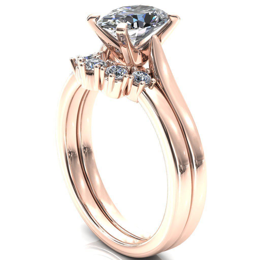 Darci Oval Moissanite 4 Prong Cathedral Solitaire Engagement Ring-FIRE & BRILLIANCE