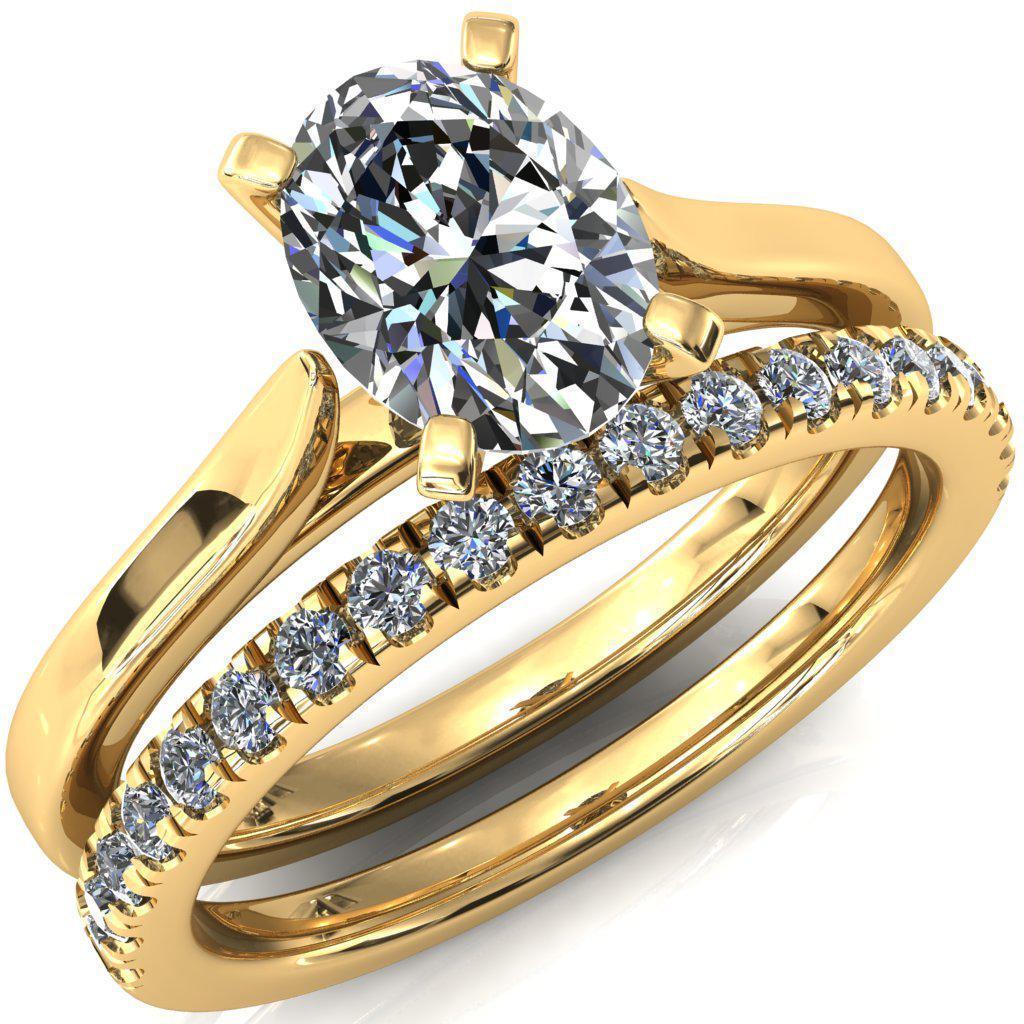 Darci Oval Moissanite 4 Prong Cathedral Solitaire Engagement Ring-FIRE & BRILLIANCE