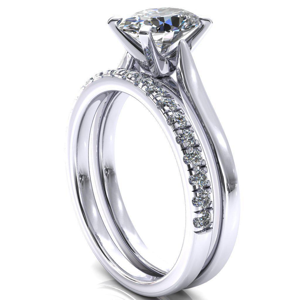 Darci Oval Moissanite 4 Prong Cathedral Solitaire Engagement Ring-FIRE & BRILLIANCE