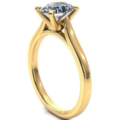 Darci Oval Moissanite 4 Prong Cathedral Solitaire Engagement Ring-FIRE & BRILLIANCE