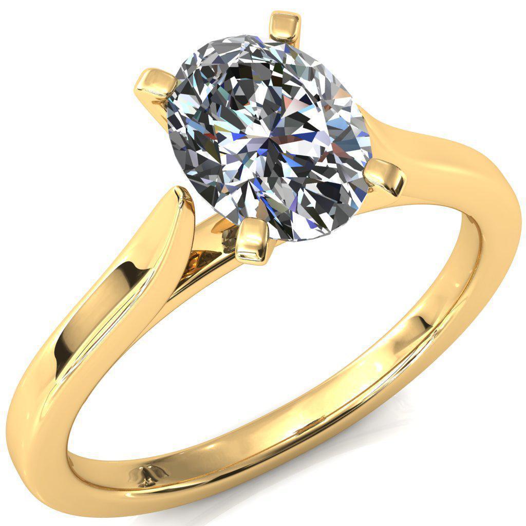 Darci Oval Moissanite 4 Prong Cathedral Solitaire Engagement Ring-FIRE & BRILLIANCE