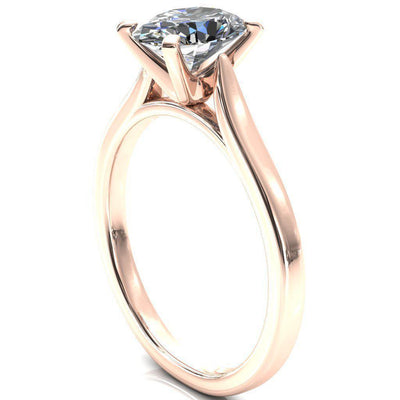 Darci Oval Moissanite 4 Prong Cathedral Solitaire Engagement Ring-FIRE & BRILLIANCE