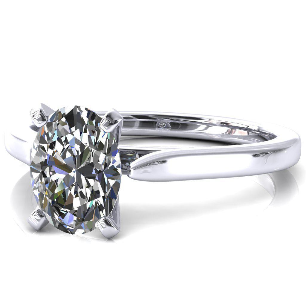 Darci Oval Moissanite 4 Prong Cathedral Solitaire Engagement Ring-FIRE & BRILLIANCE