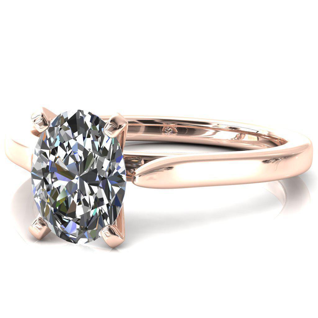 Darci Oval Moissanite 4 Prong Cathedral Solitaire Engagement Ring-FIRE & BRILLIANCE