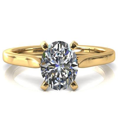 Darci Oval Moissanite 4 Prong Cathedral Solitaire Engagement Ring-FIRE & BRILLIANCE