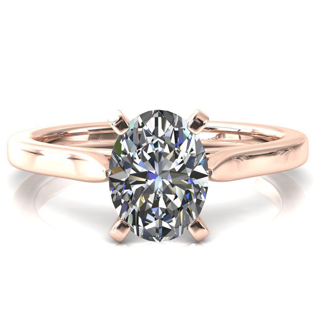 Darci Oval Moissanite 4 Prong Cathedral Solitaire Engagement Ring-FIRE & BRILLIANCE