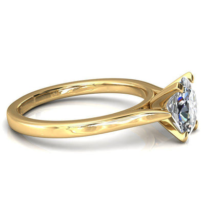 Darci Oval Moissanite 4 Prong Cathedral Solitaire Engagement Ring-FIRE & BRILLIANCE