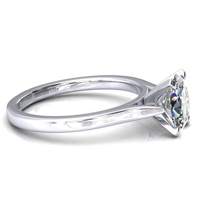 Darci Oval Moissanite 4 Prong Cathedral Solitaire Engagement Ring-FIRE & BRILLIANCE