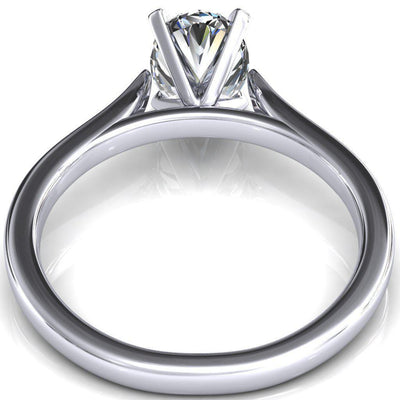 Darci Oval Moissanite 4 Prong Cathedral Solitaire Engagement Ring-FIRE & BRILLIANCE