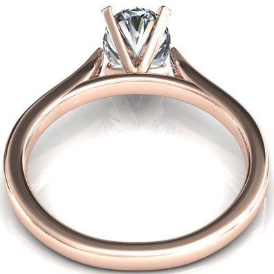 Darci Oval Moissanite 4 Prong Cathedral Solitaire Engagement Ring-FIRE & BRILLIANCE