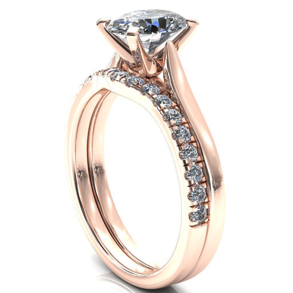 Darci Oval Moissanite 4 Prong Cathedral Solitaire Engagement Ring-FIRE & BRILLIANCE