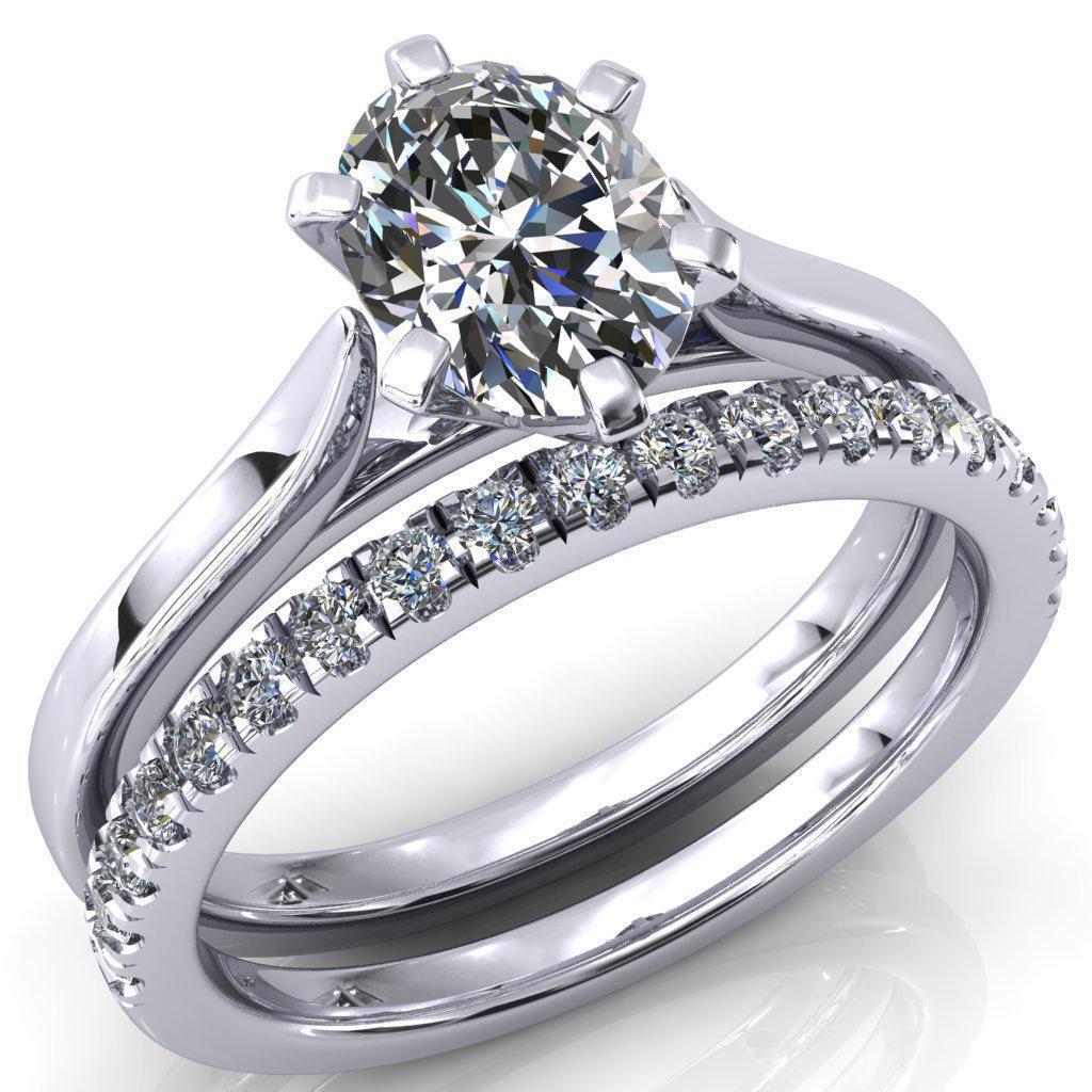 Darci Oval Moissanite 6 Prong Cathedral Solitaire Engagement Ring-FIRE & BRILLIANCE