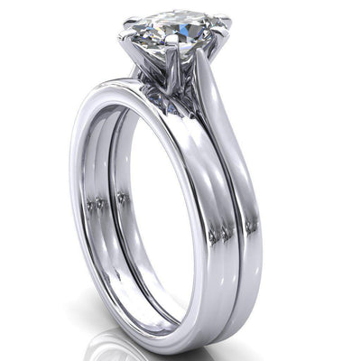 Darci Oval Moissanite 6 Prong Cathedral Solitaire Engagement Ring-FIRE & BRILLIANCE