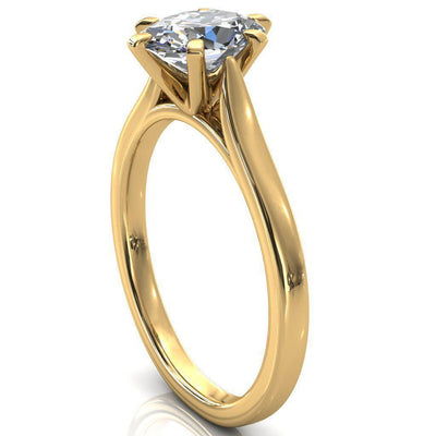 Darci Oval Moissanite 6 Prong Cathedral Solitaire Engagement Ring-FIRE & BRILLIANCE