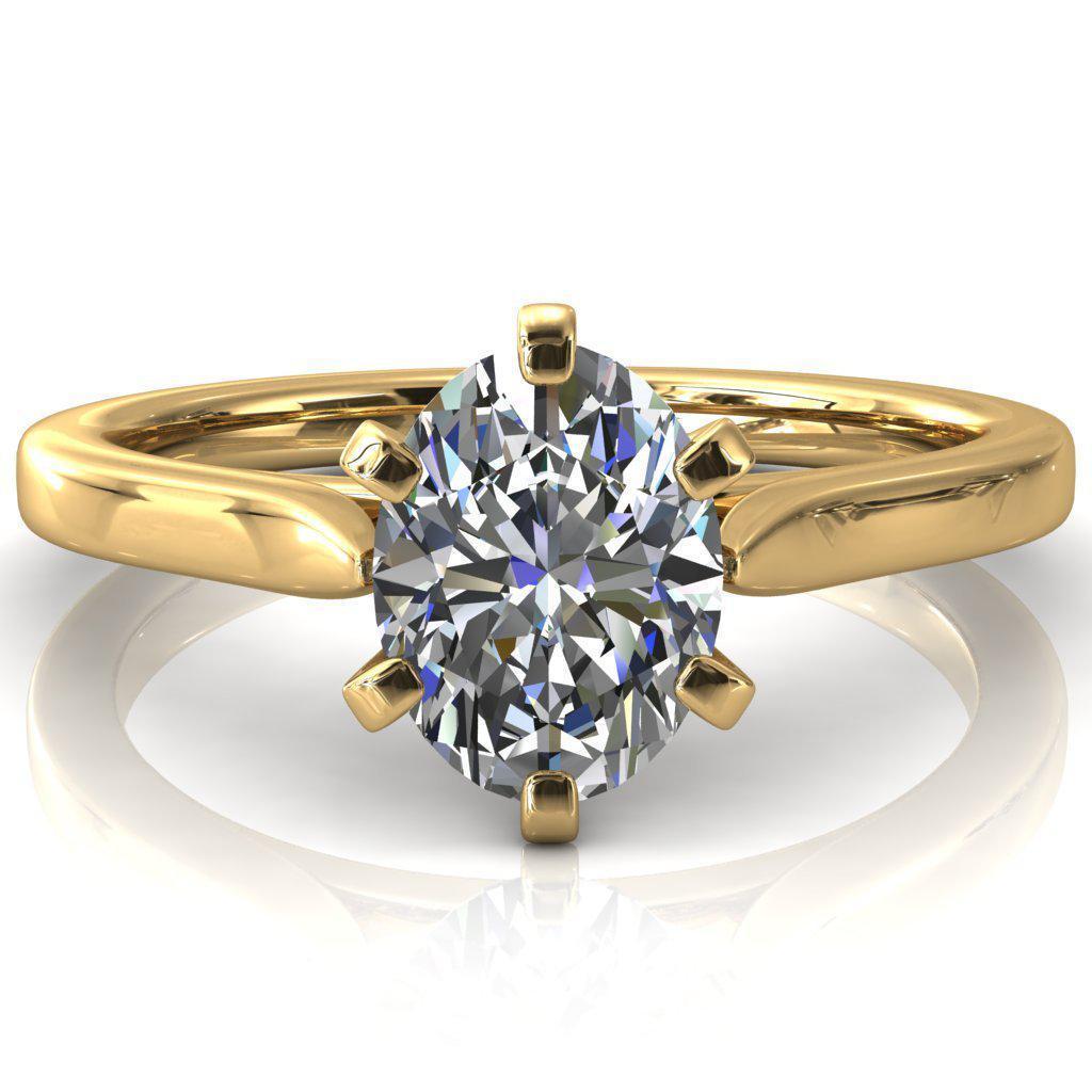 Darci Oval Moissanite 6 Prong Cathedral Solitaire Engagement Ring-FIRE & BRILLIANCE