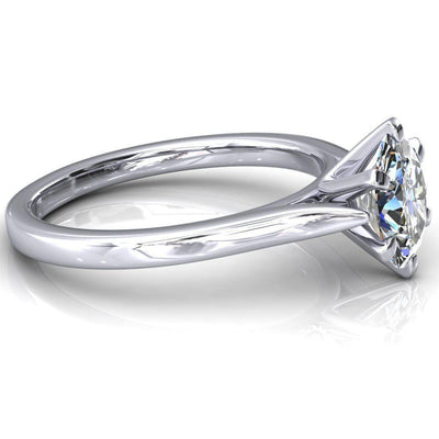 Darci Oval Moissanite 6 Prong Cathedral Solitaire Engagement Ring-FIRE & BRILLIANCE