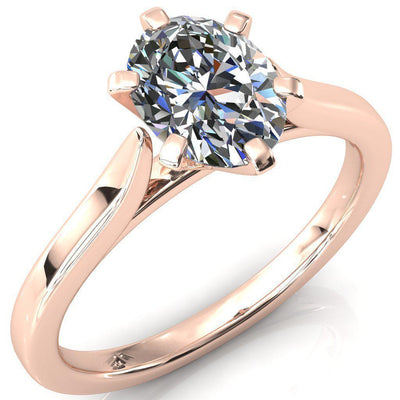 Darci Oval Moissanite 6 Prong Cathedral Solitaire Engagement Ring-FIRE & BRILLIANCE