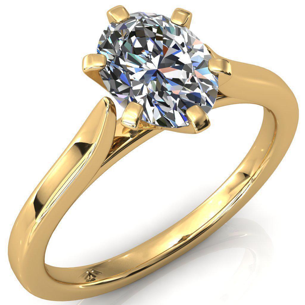 Darci Oval Moissanite 6 Prong Cathedral Solitaire Engagement Ring-FIRE & BRILLIANCE