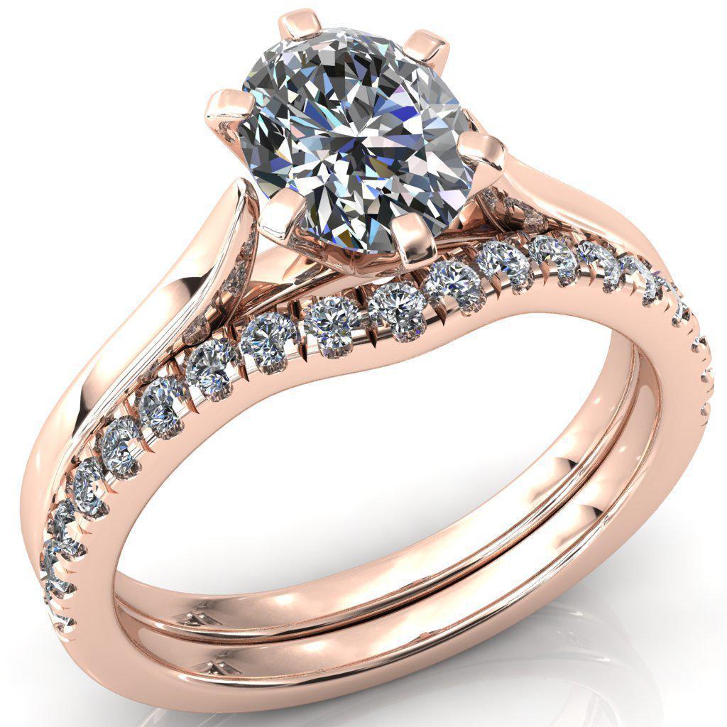 Darci Oval Moissanite 6 Prong Cathedral Solitaire Engagement Ring-FIRE & BRILLIANCE