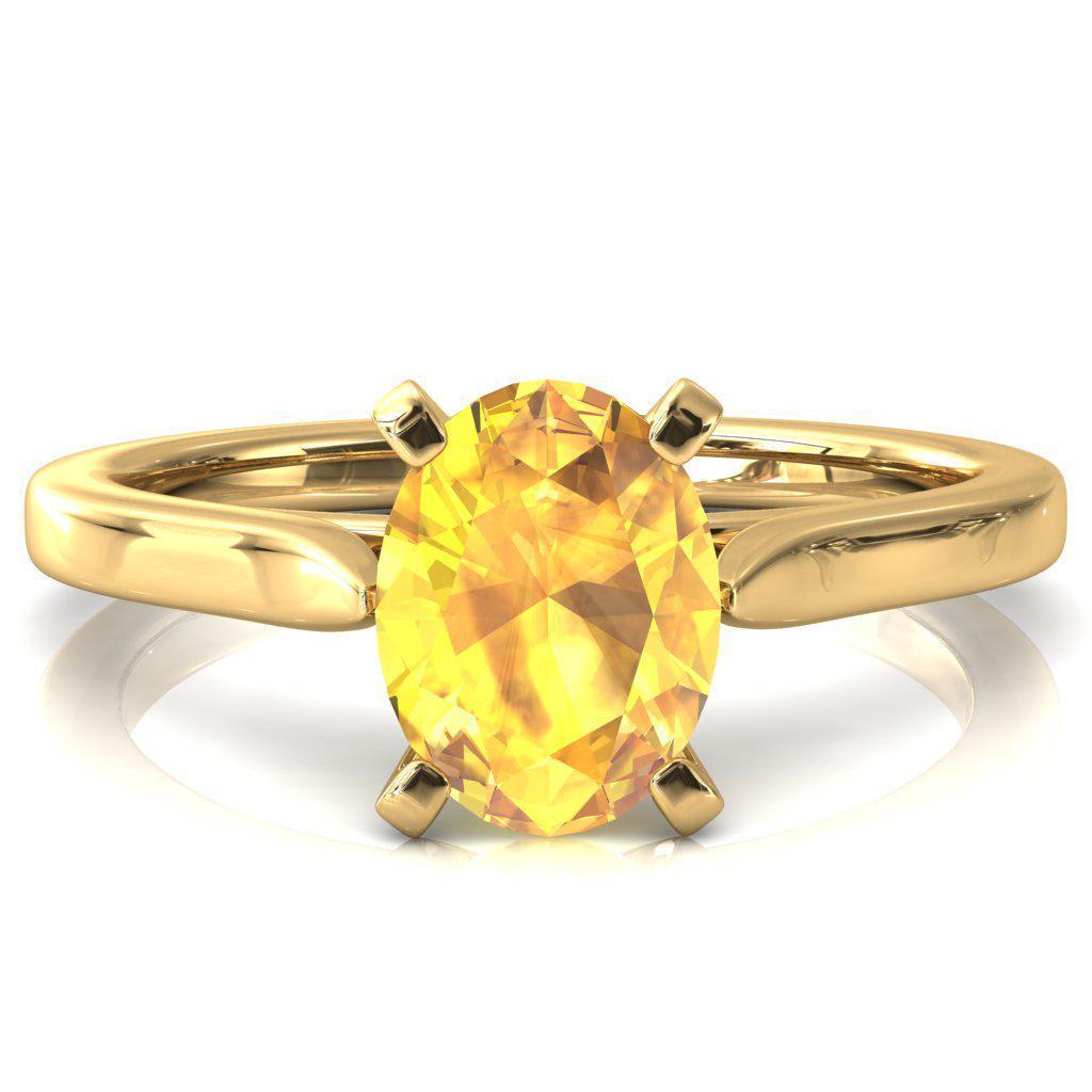 Darci Oval Yellow Sapphire 4 Prong Cathedral Solitaire Engagement Ring-FIRE & BRILLIANCE