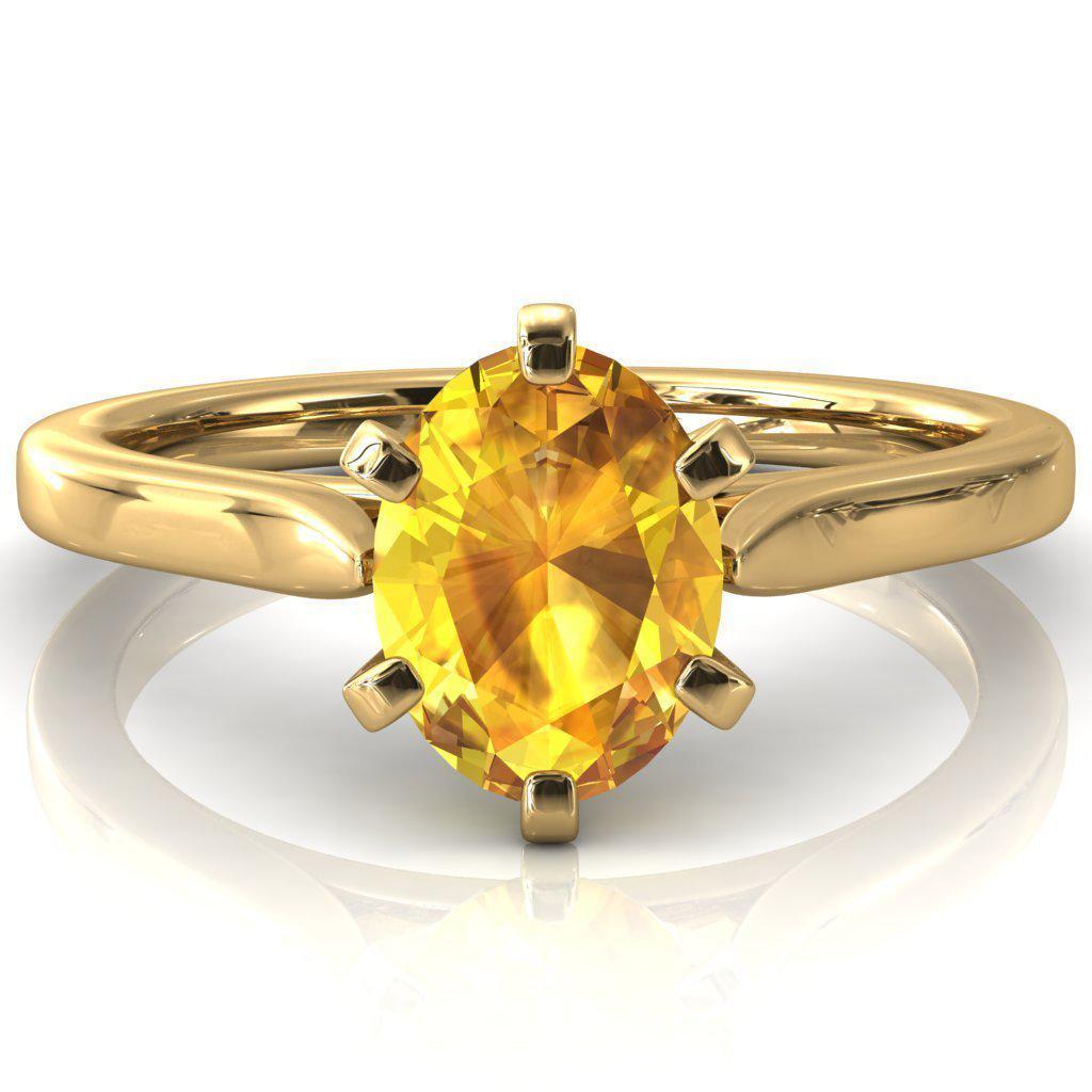 Darci Oval Yellow Sapphire 6 Prong Cathedral Solitaire Engagement Ring-FIRE & BRILLIANCE