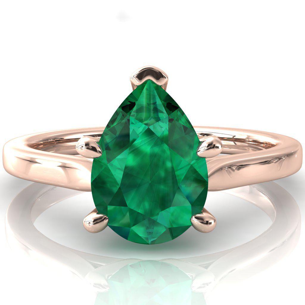 Darci Pear Emerald 5 Prong Cathedral Solitaire Engagement Ring-FIRE & BRILLIANCE