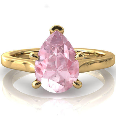 Darci Pear Pink Sapphire 5 Prong Cathedral Solitaire Engagement Ring-FIRE & BRILLIANCE
