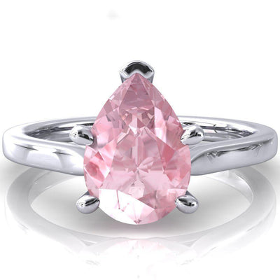 Darci Pear Pink Sapphire 5 Prong Cathedral Solitaire Engagement Ring-FIRE & BRILLIANCE