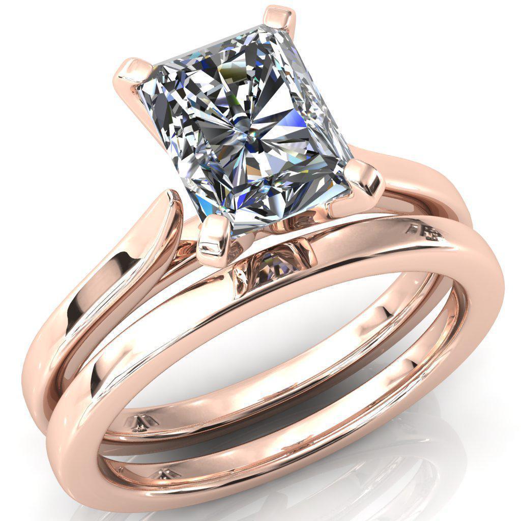 Darci Radiant Moissanite 4 Prong Cathedral Solitaire Engagement Ring-FIRE & BRILLIANCE