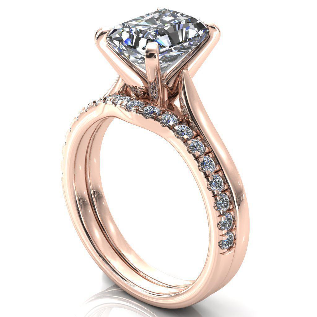 Darci Radiant Moissanite 4 Prong Cathedral Solitaire Engagement Ring-FIRE & BRILLIANCE