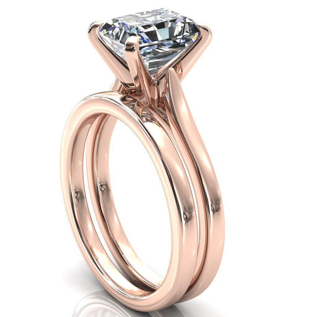 Darci Radiant Moissanite 4 Prong Cathedral Solitaire Engagement Ring-FIRE & BRILLIANCE