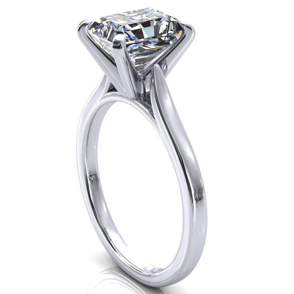 Darci Radiant Moissanite 4 Prong Cathedral Solitaire Engagement Ring-FIRE & BRILLIANCE