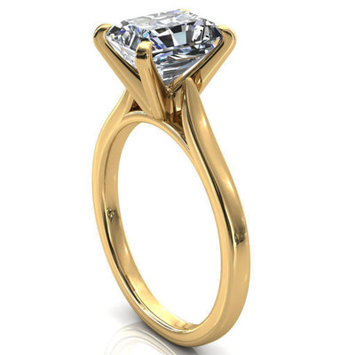 Darci Radiant Moissanite 4 Prong Cathedral Solitaire Engagement Ring-FIRE & BRILLIANCE