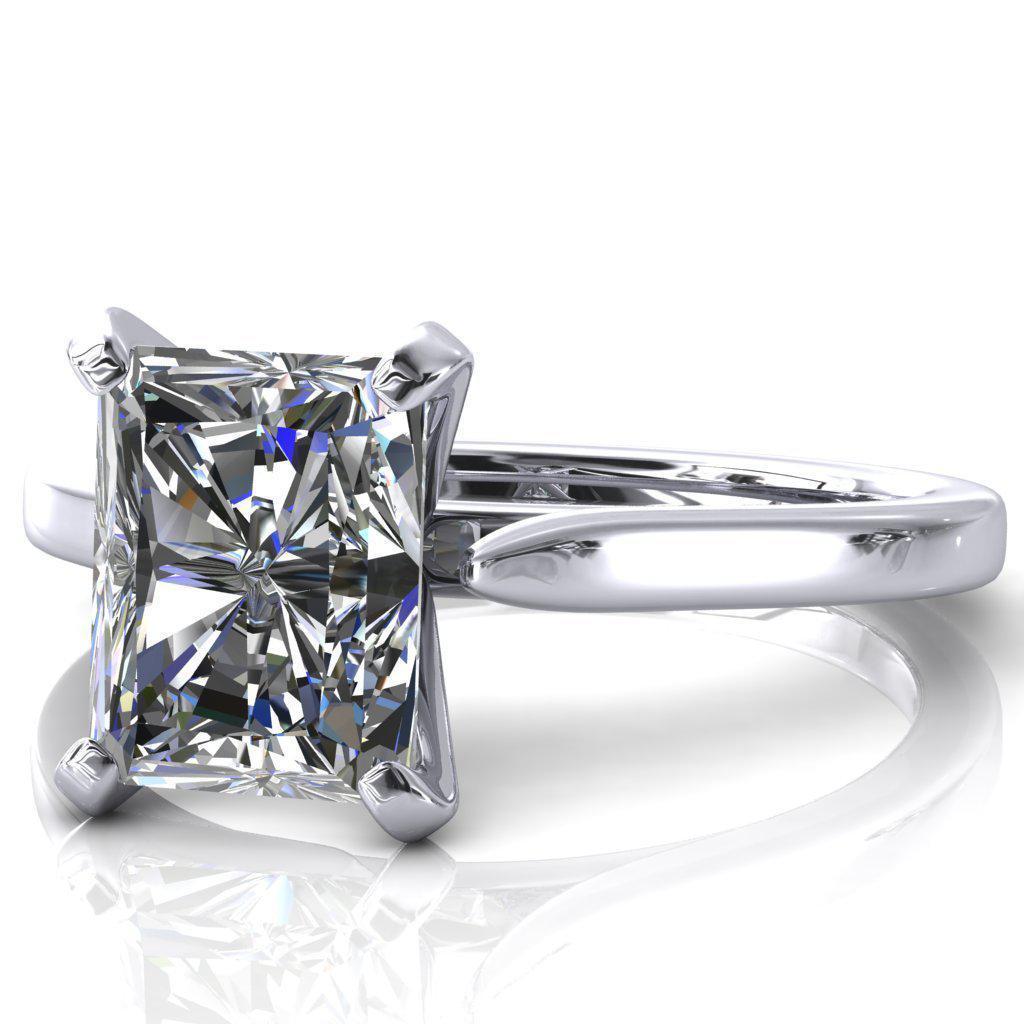 Darci Radiant Moissanite 4 Prong Cathedral Solitaire Engagement Ring-FIRE & BRILLIANCE